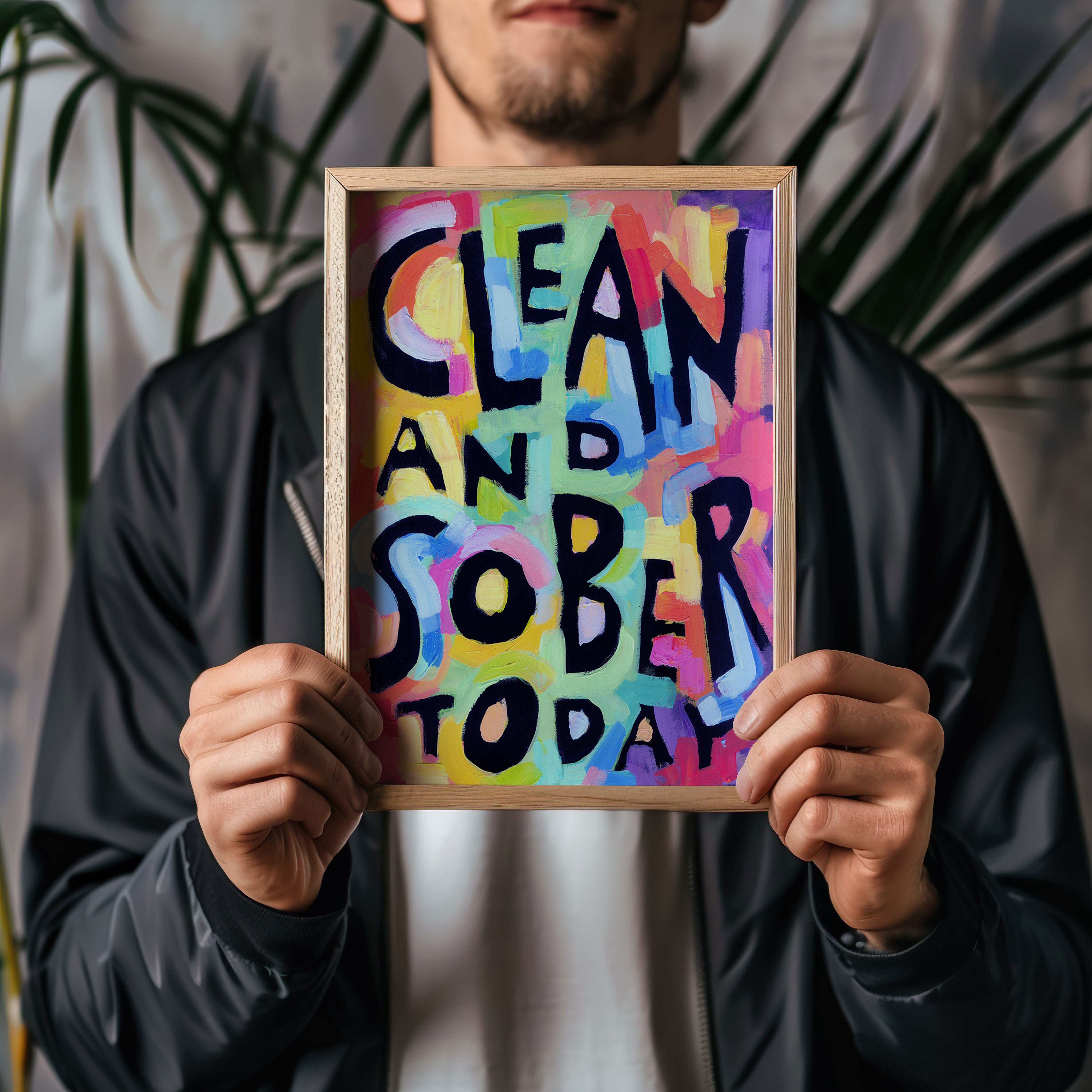 Clean and Sober - 12 Step Poster AA, NA Recovery Sobriety Gift Wall art ...