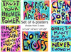 Sobriety Addiction Art 💜 (set Of 6) Positive Inspirational Daily Affirmation Posters